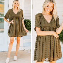 Load image into Gallery viewer, Remember The Days Olive Green Babydoll Dress
