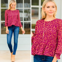 Load image into Gallery viewer, In My Heart Berry Red Babydoll Top
