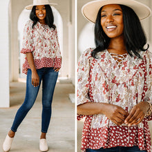 Load image into Gallery viewer, Keep In Touch Auburn Orange Floral Top
