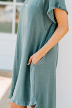 Load image into Gallery viewer, Give Your Love Lagoon Green Raw Hem Dress
