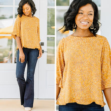 Load image into Gallery viewer, Cut To The Chase Mustard Yellow Polka Dot Top
