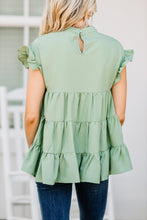 Load image into Gallery viewer, On The Scene Sage Green Tiered Top
