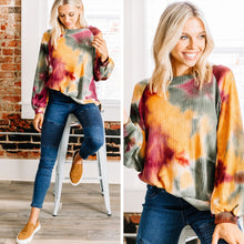 Load image into Gallery viewer, Straight Ahead Wine Red Tie Dye Sweater
