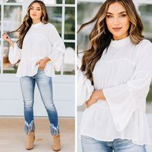 Load image into Gallery viewer, Come Into Focus Off White Bell Sleeve Blouse
