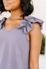 Load image into Gallery viewer, Happy Days Gray Ruffled Tank
