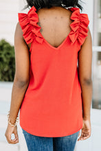 Load image into Gallery viewer, Happy Days Brick Red Ruffled Tank

