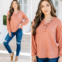 Load image into Gallery viewer, Happy To Be Me Orange Waffle Knit Top
