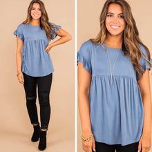 Load image into Gallery viewer, What You Know Denim Blue Babydoll Top
