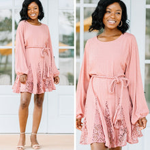 Load image into Gallery viewer, Feel The Joy Dusty Pink Swiss Dot Dress
