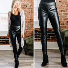 Load image into Gallery viewer, Take Action Black Faux Leather Leggings
