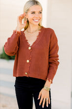 Load image into Gallery viewer, Fresh New Start Marsala Red Frayed Cardigan
