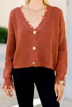 Load image into Gallery viewer, Fresh New Start Marsala Red Frayed Cardigan
