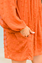 Load image into Gallery viewer, Everywhere I Go Rust Orange Swiss Dot Dress
