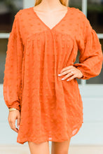Load image into Gallery viewer, Everywhere I Go Rust Orange Swiss Dot Dress

