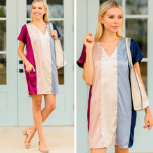 Load image into Gallery viewer, Something To Love Sea Green Satin Colorblock Dress
