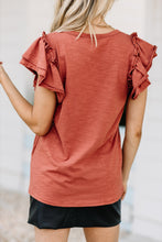 Load image into Gallery viewer, Falling In Love Rust Orange Ruffled Top
