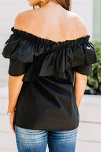 Load image into Gallery viewer, Run Away Black Ruffled Top
