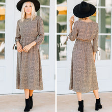 Load image into Gallery viewer, Believe In You Taupe Brown Leopard Midi Dress
