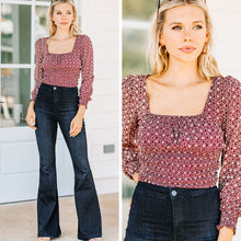 Load image into Gallery viewer, All I Have To Offer Wine Red Smocked Top
