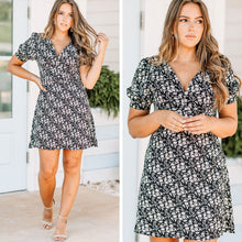 Load image into Gallery viewer, Coming Back To You Black Ditsy Floral Dress
