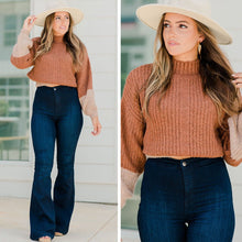Load image into Gallery viewer, Keep Up Brown Colorblock Sweater
