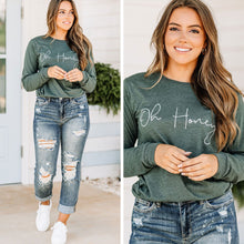Load image into Gallery viewer, Oh Honey Forest Green L/S Graphic Tee
