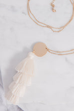 Load image into Gallery viewer, What Makes You Happy White Tiered Tassel Necklace
