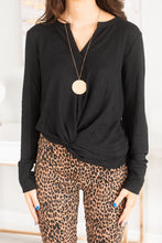 Load image into Gallery viewer, Back To You Black Twisted Hem Top
