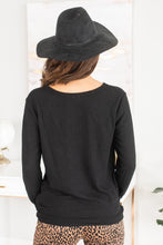 Load image into Gallery viewer, Back To You Black Twisted Hem Top
