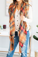 Load image into Gallery viewer, Autumn Air Orange Plaid Blanket Scarf
