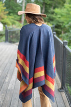 Load image into Gallery viewer, Traveling Out West Navy Multicolored Poncho
