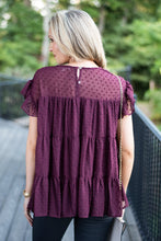 Load image into Gallery viewer, It's A Joy Burgundy Red Swiss Dot Top
