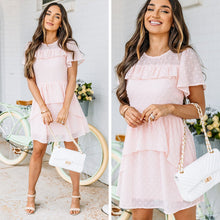 Load image into Gallery viewer, It's The Best Day Peach Pink Swiss Dot Dress
