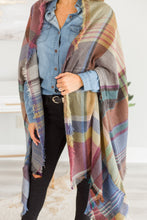 Load image into Gallery viewer, Fall Fun Camel Brown Plaid Open Poncho
