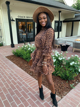 Load image into Gallery viewer, Search For Fun Brown Leopard Ruffled Dress
