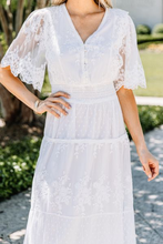 Load image into Gallery viewer, Making History White Lace Maxi Dress

