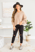 Load image into Gallery viewer, Open Your Heart Mocha Brown Distressed Sweater
