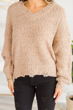 Load image into Gallery viewer, Open Your Heart Mocha Brown Distressed Sweater
