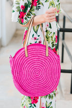 Load image into Gallery viewer, Outside the Box Fuchsia Pink Straw Purse
